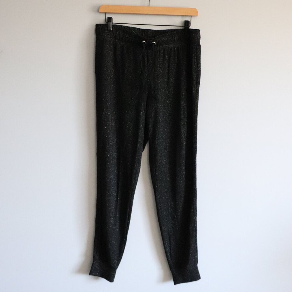 George Women's Black Sz M Sparkle‎ Relaxed Stretch Skinny Jogger Pants